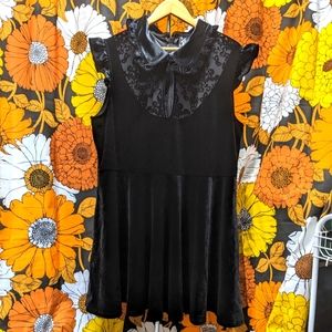 Killstar Plus Size Black Velvet Amaymon Collar Dress